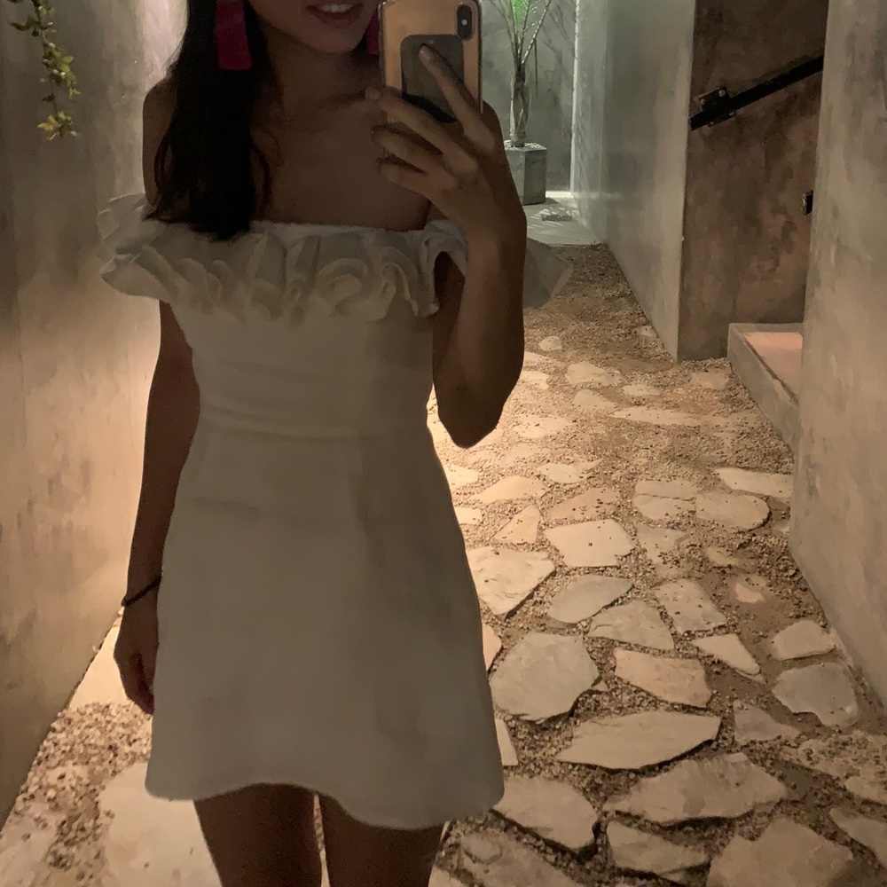 Reformation Off Shoulder Mini Dress